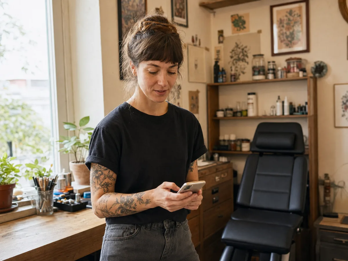 Une tatoueuse indépendante organise sa journée dans son premier studio